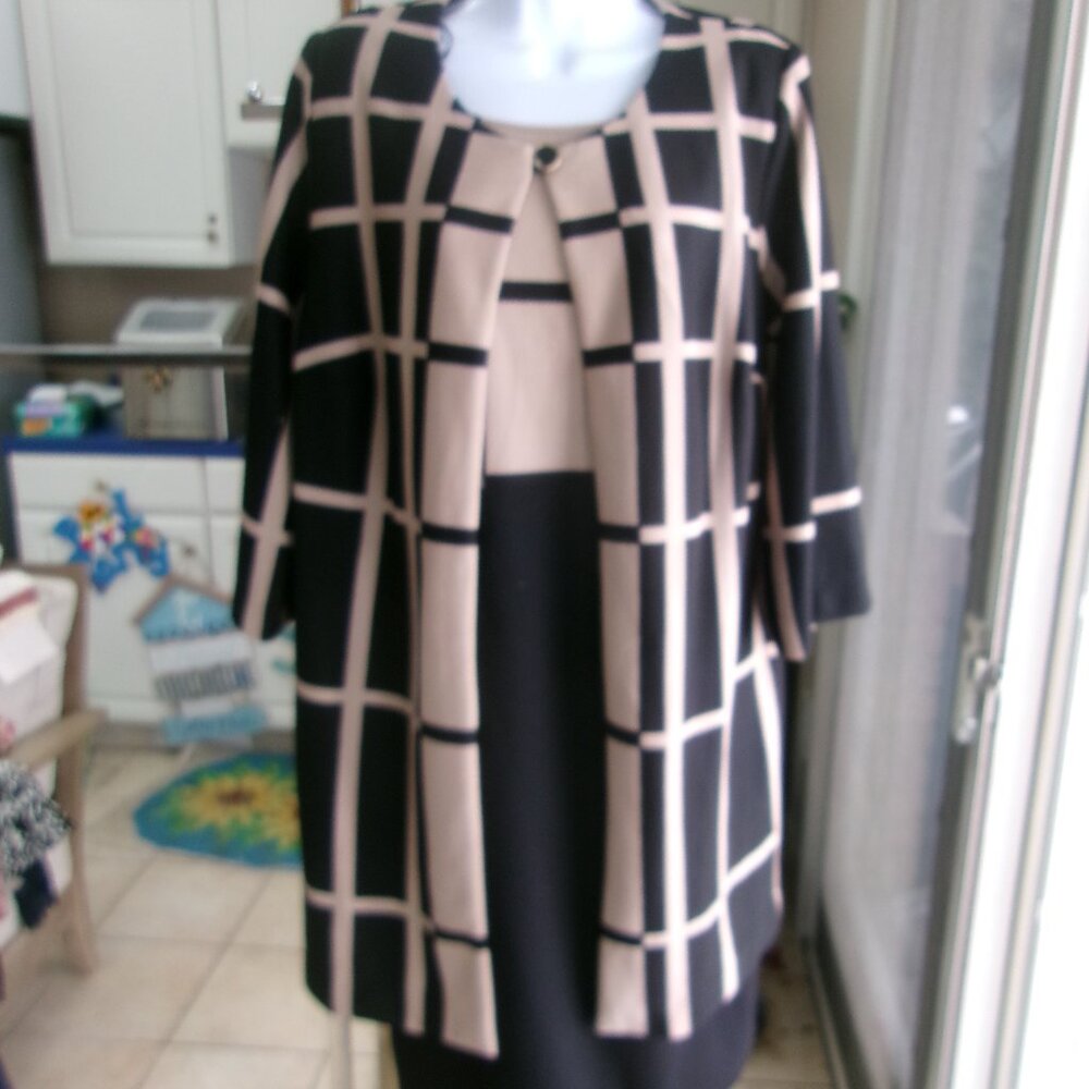 NWT DANNY&NICOLE CAREER BLACK&BEIGE DRESS&JACKET SET 16W